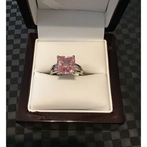 New 6 Ct. Princess Cut Pink Sapphire Solitaire Ring Sz 8
